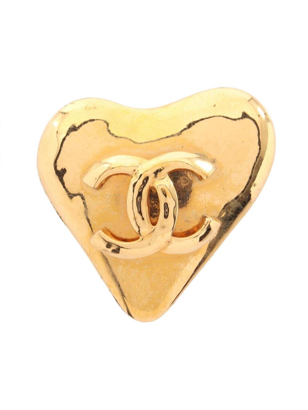 Chanel Cc Logo Heart Brooch Metal #351472C96B